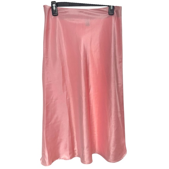Side Zipper Solid Color Satin Midi Skirt - Picture 6 of 6